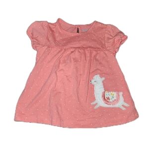 💓3/$10 Carter's 12 Months Baby Girl's Polka Dot Llama Top